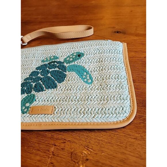 Vera Bradley Straw Wristlet Mint Straw Rare New Turtle - Picture 3 of 8